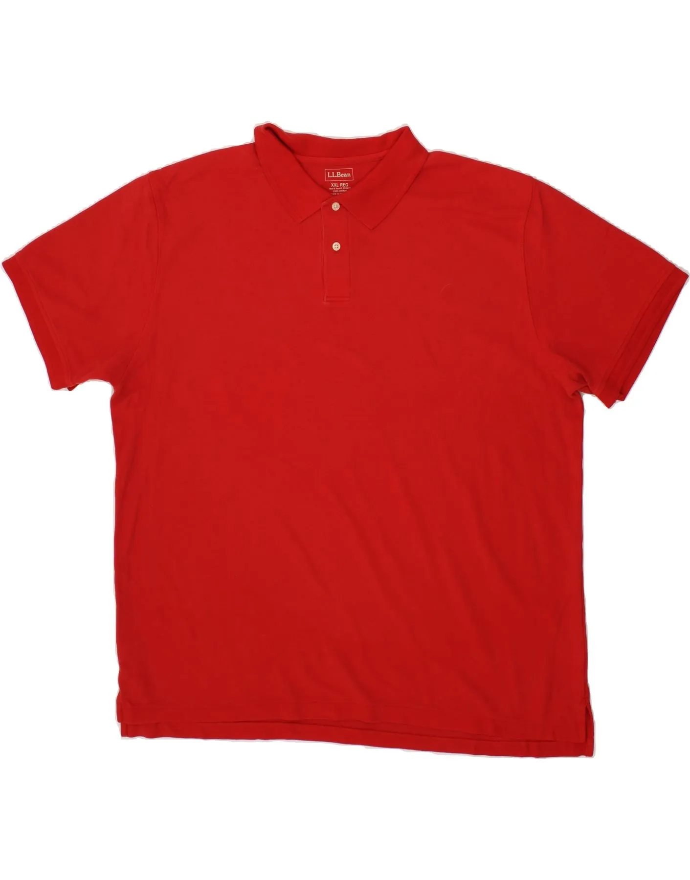 L.L.BEAN Mens Loose Fit Polo Shirt 2XL Red Cotton