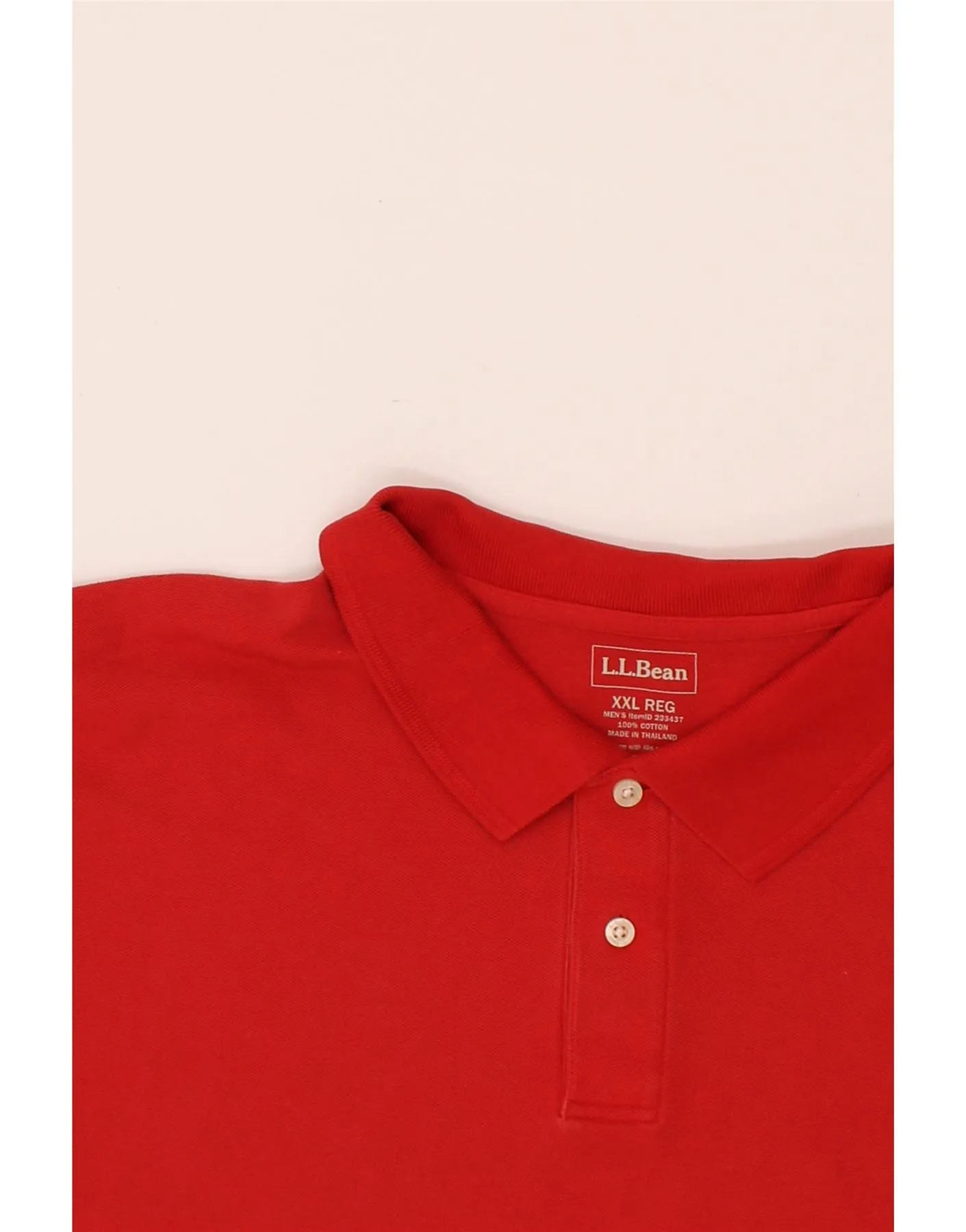 L.L.BEAN Mens Loose Fit Polo Shirt 2XL Red Cotton