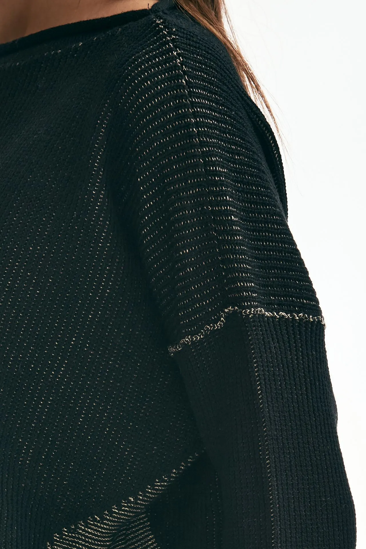 Maglia lavorata a costine bicolore 