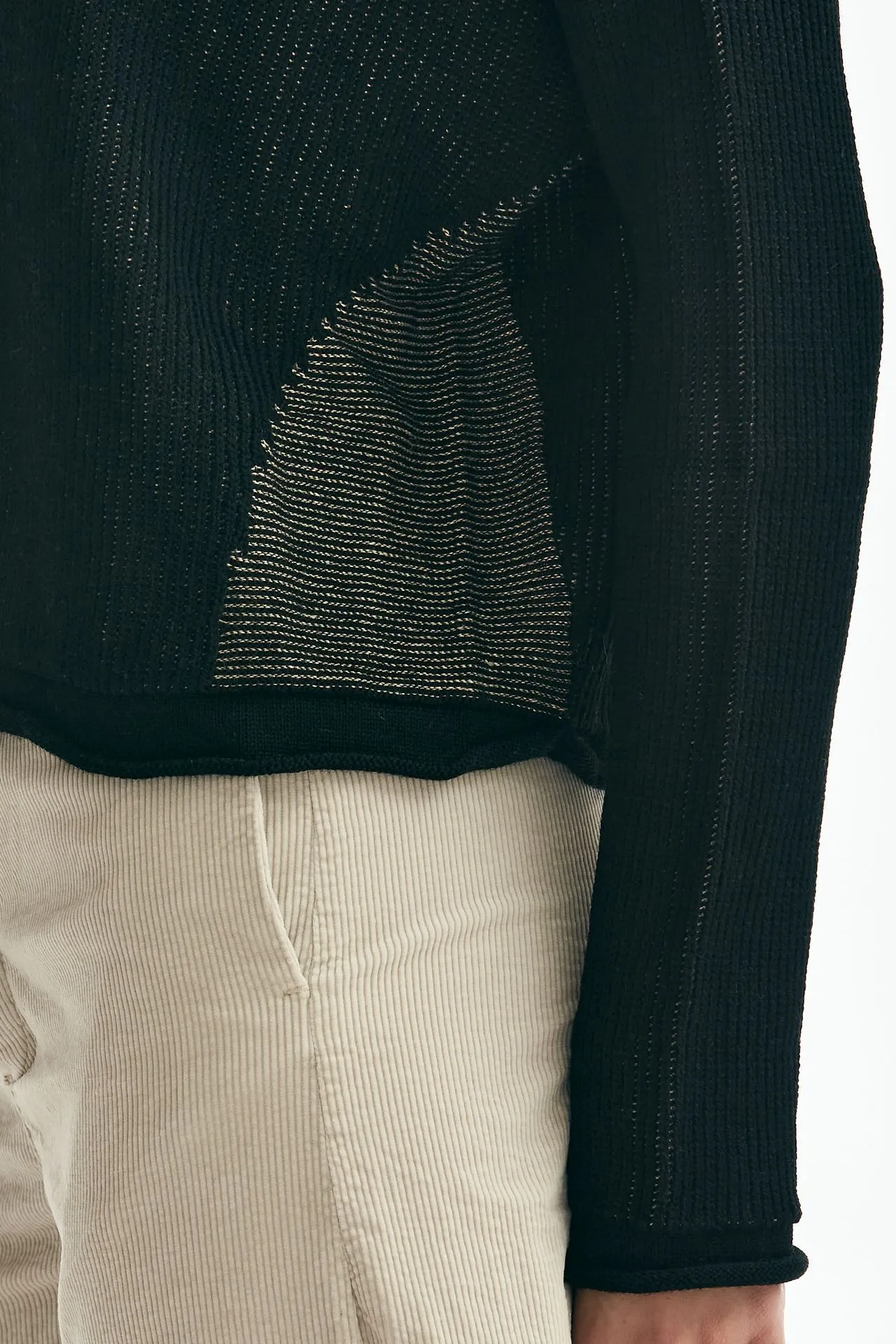 Maglia lavorata a costine bicolore 