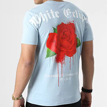 Maglietta Big Roses Sky Blue