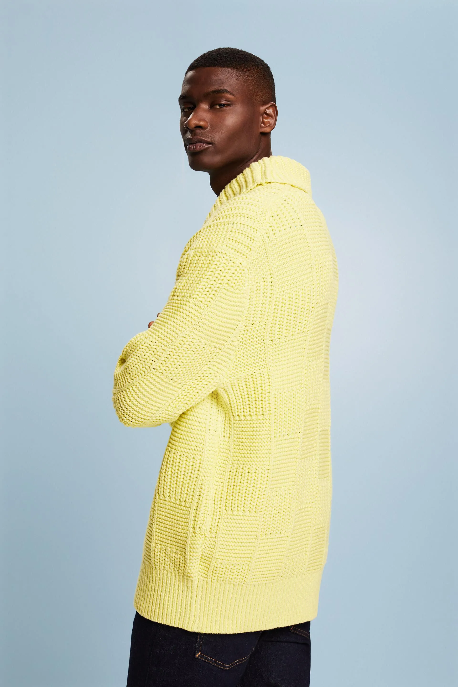 Maglione a collo sciallato in maglia larga
