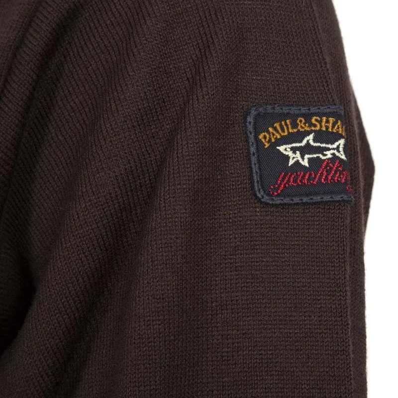 Maglione a V marrone in lana vergine 