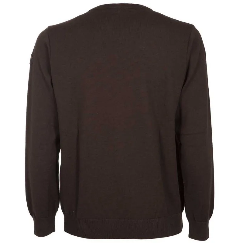 Maglione a V marrone in lana vergine 