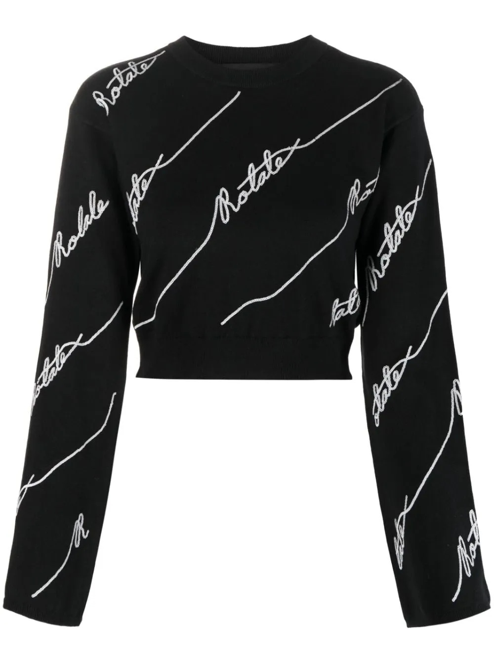 Maglione con decorazione crop in nero - donna