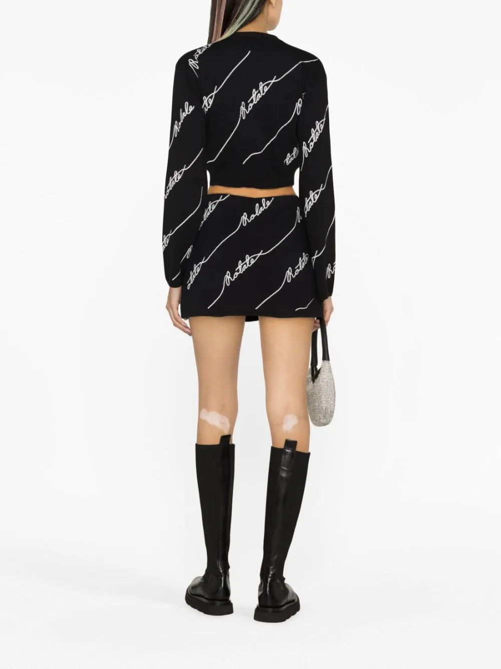 Maglione con decorazione crop in nero - donna