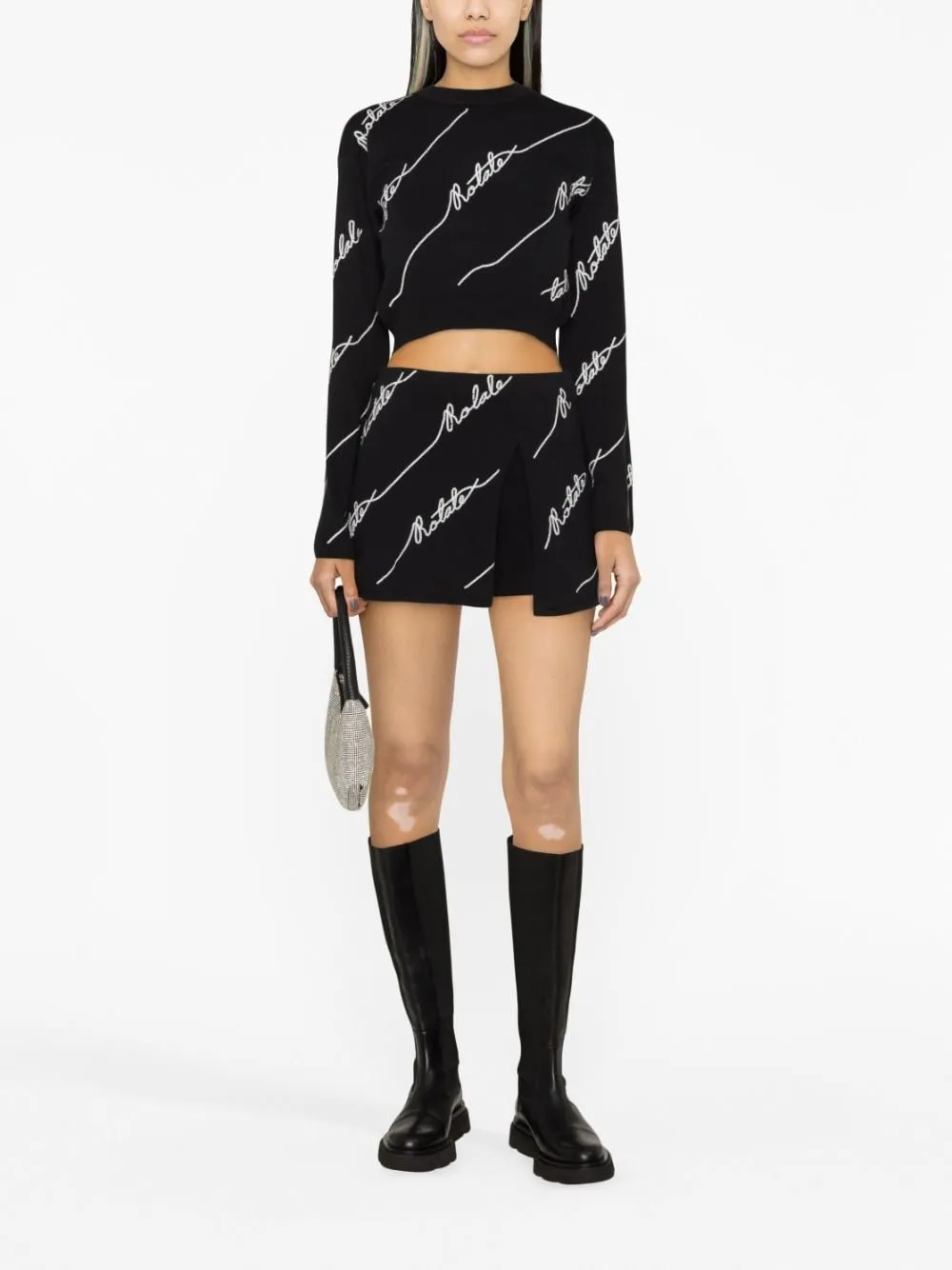 Maglione con decorazione crop in nero - donna
