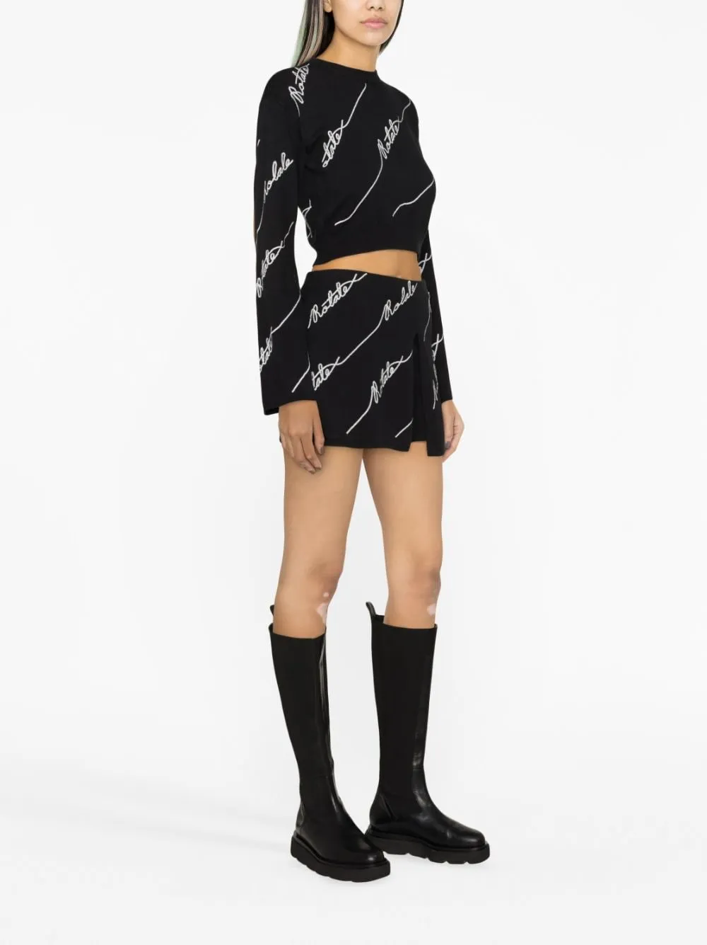 Maglione con decorazione crop in nero - donna
