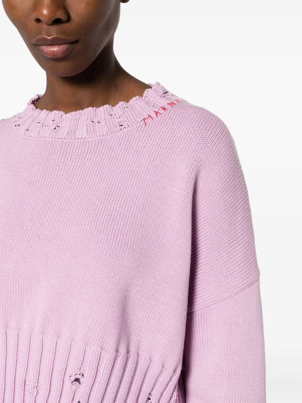 Maglione con effetto vissuto in rosa - donna