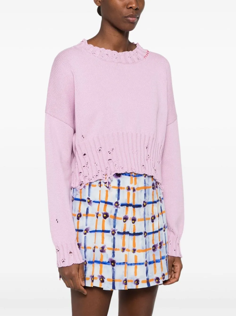 Maglione con effetto vissuto in rosa - donna