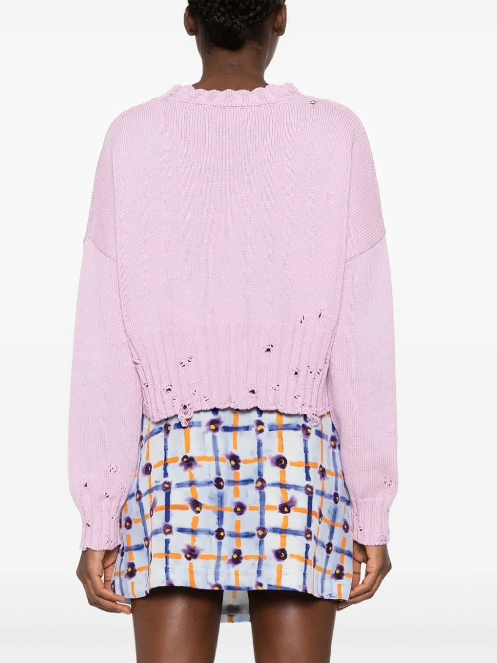 Maglione con effetto vissuto in rosa - donna