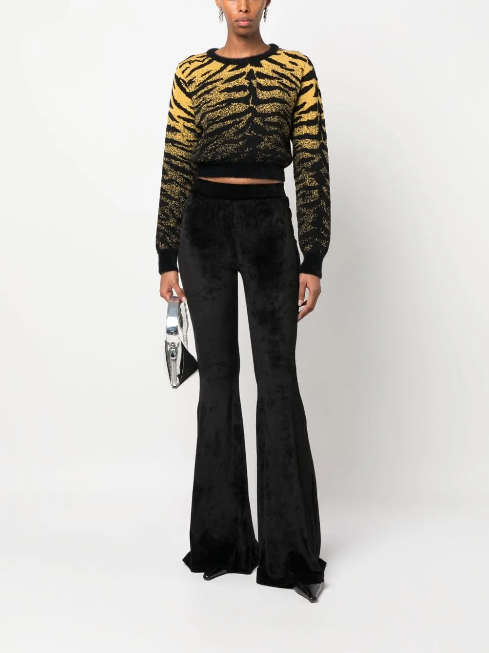 Maglione crop in nero e giallo - donna