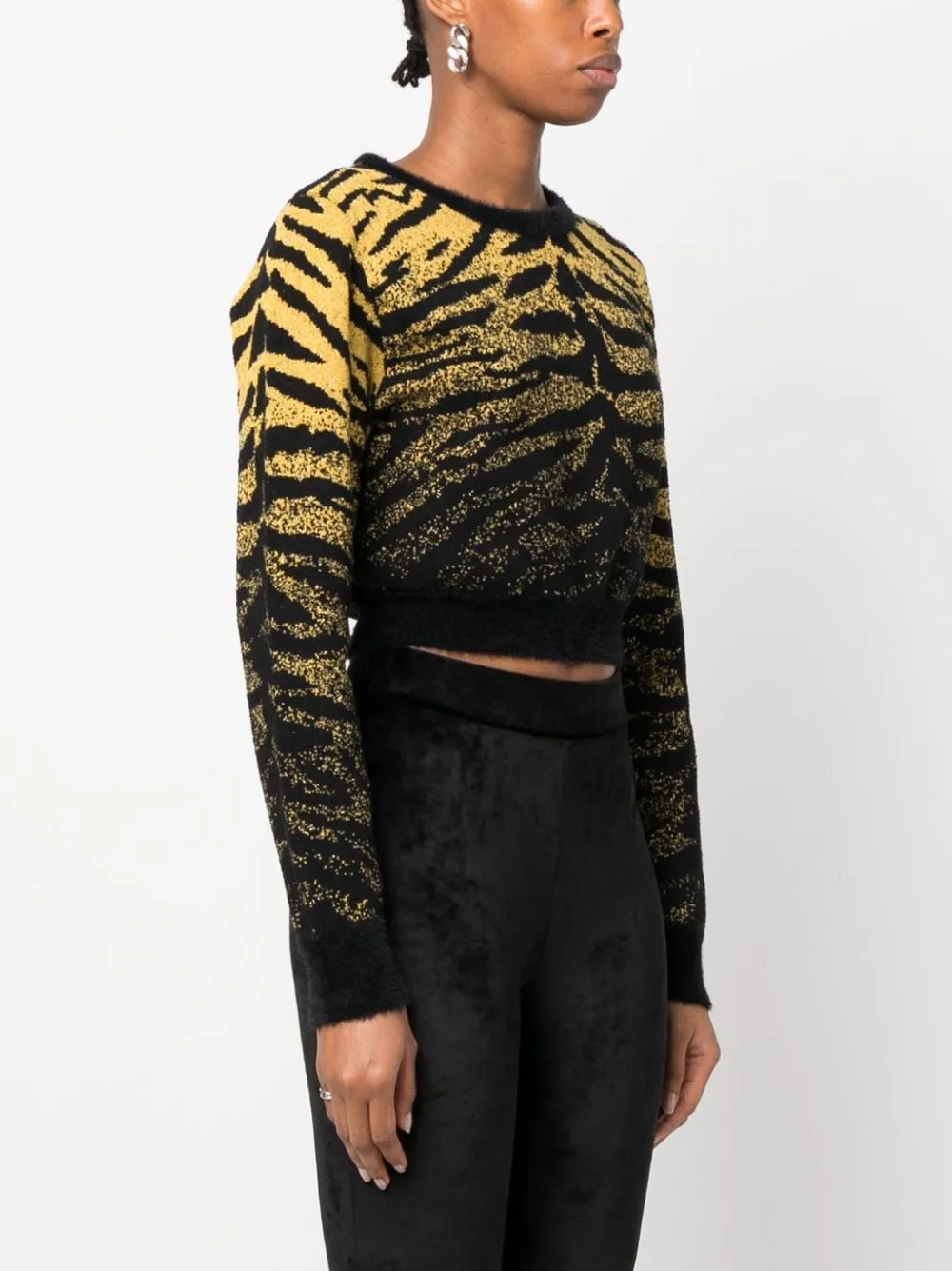 Maglione crop in nero e giallo - donna