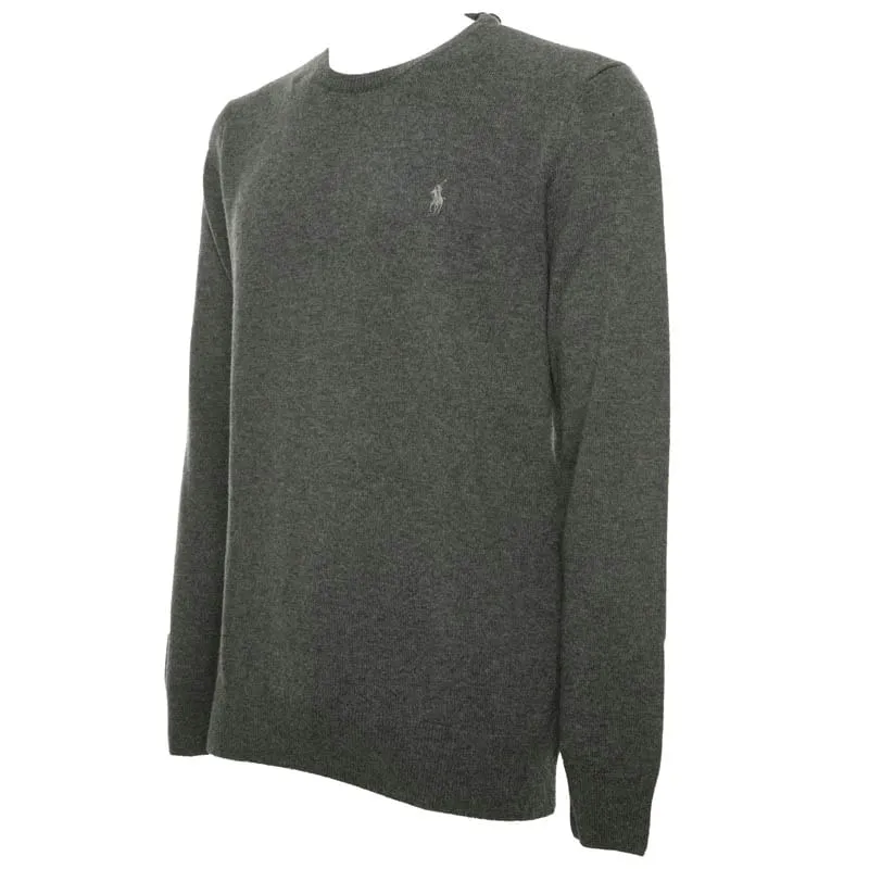 Maglione grigio in lana con pony 
