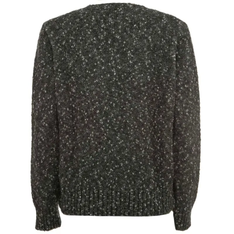 Maglione grigio in tessuto caldo scollato a V 