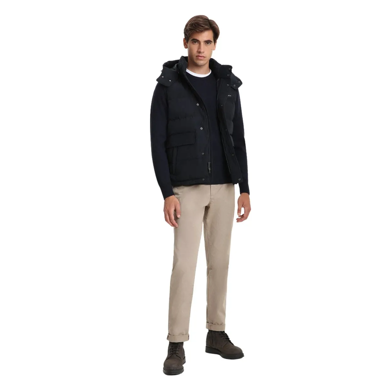 Maglione Woolrich Girocollo Super Geelong Blu Melton