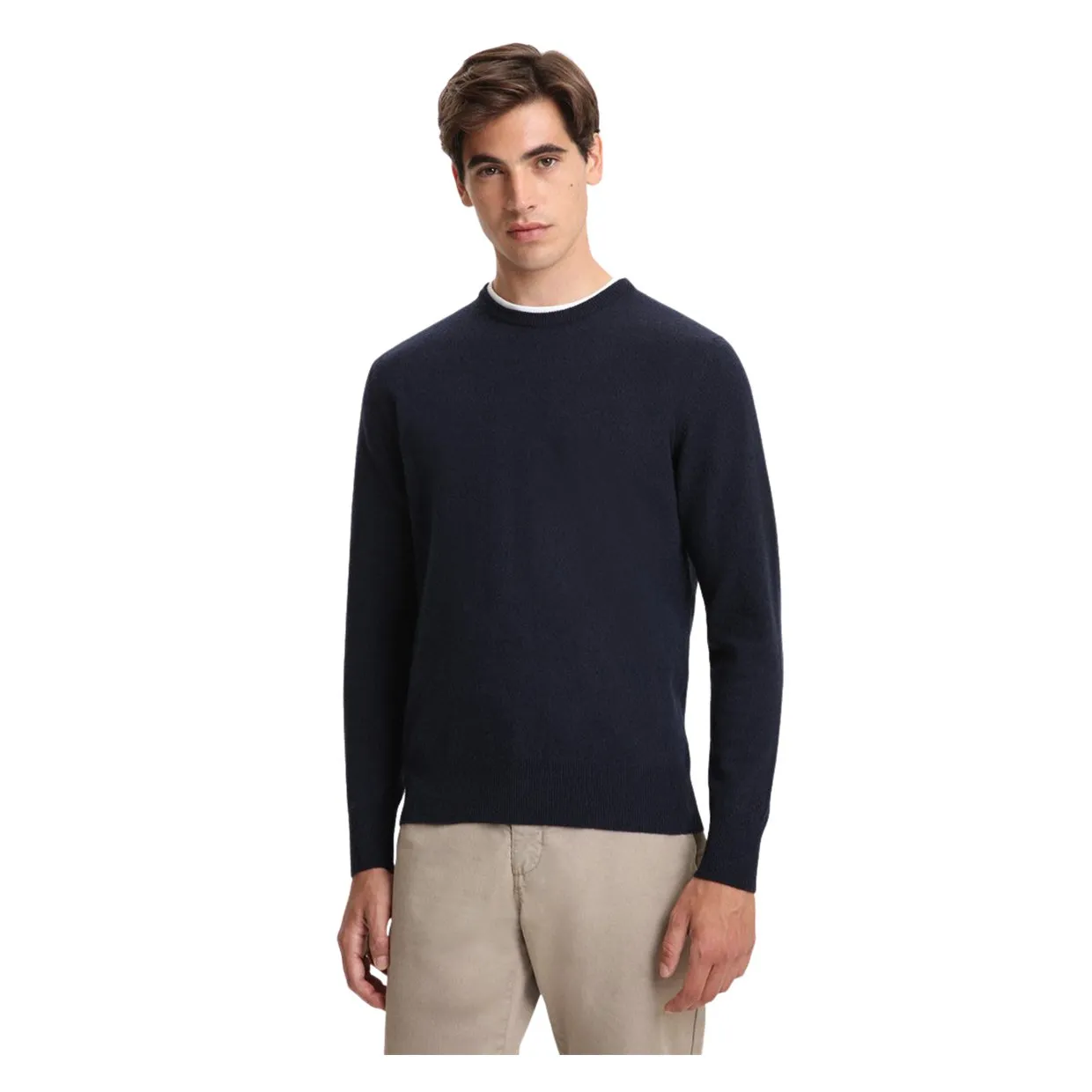 Maglione Woolrich Girocollo Super Geelong Blu Melton