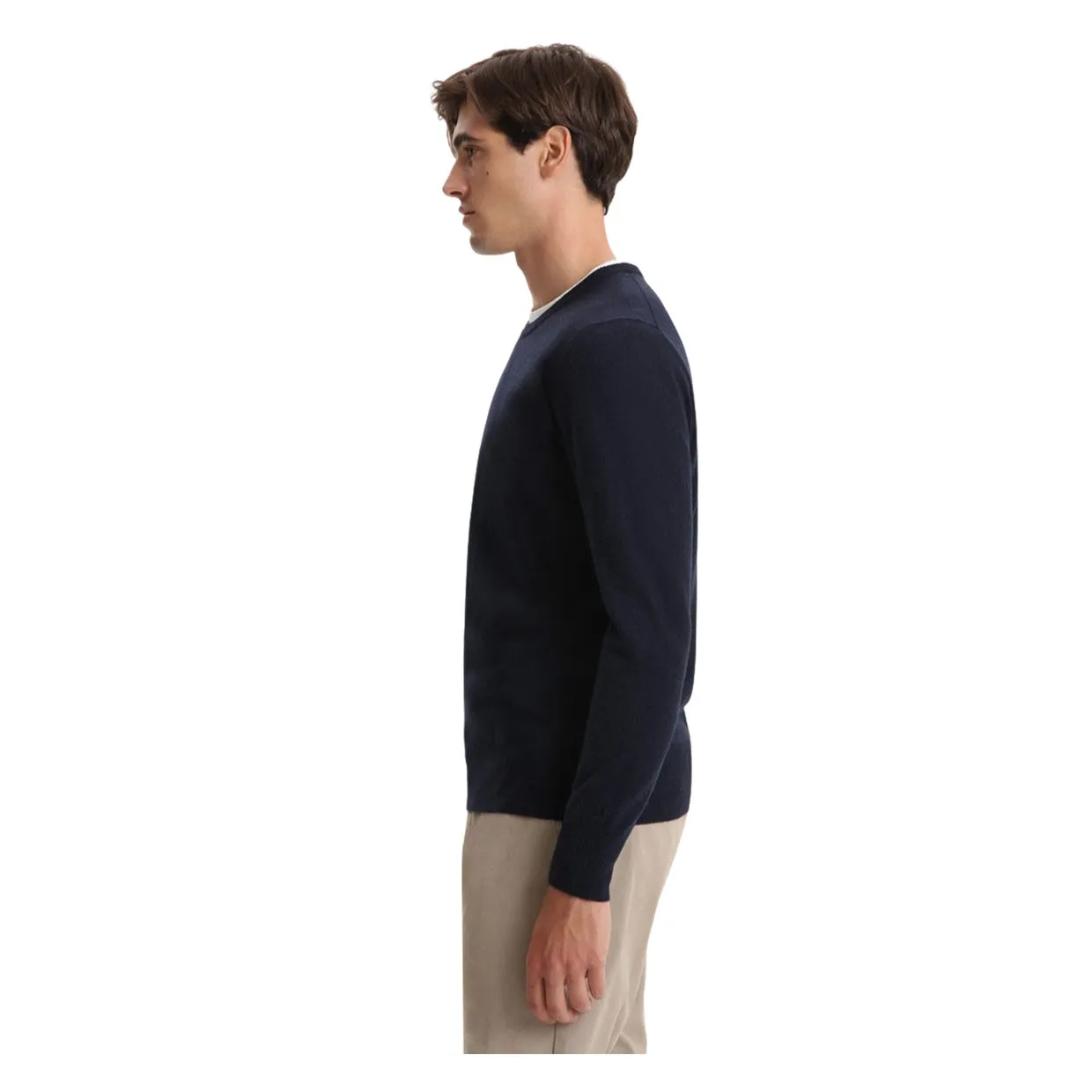 Maglione Woolrich Girocollo Super Geelong Blu Melton