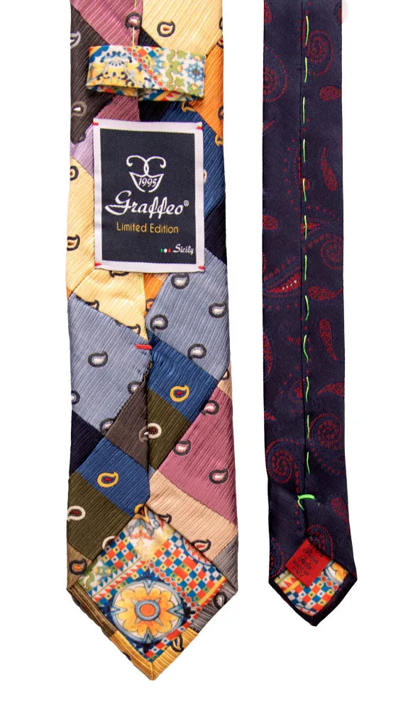 Man Mosaic Patchwork Silk Tie Multicolor Paisley PM651