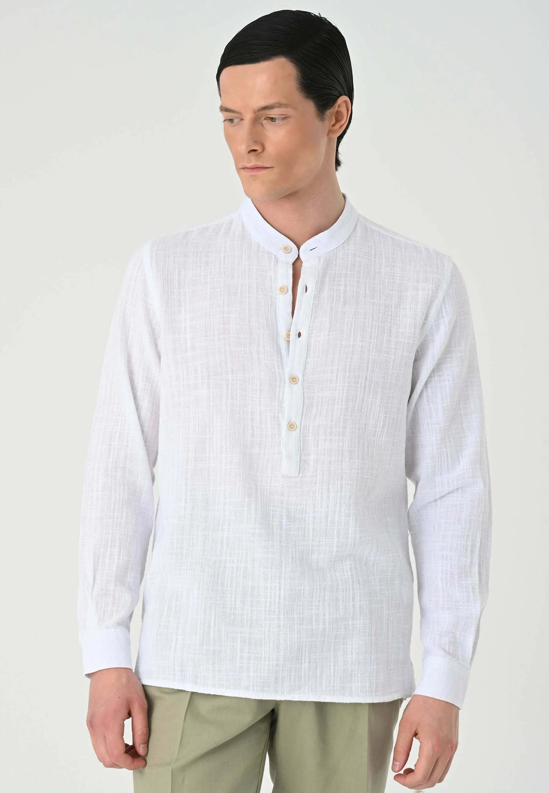 MANDARIN COLLAR LONG SLEEVE   - Camicia
