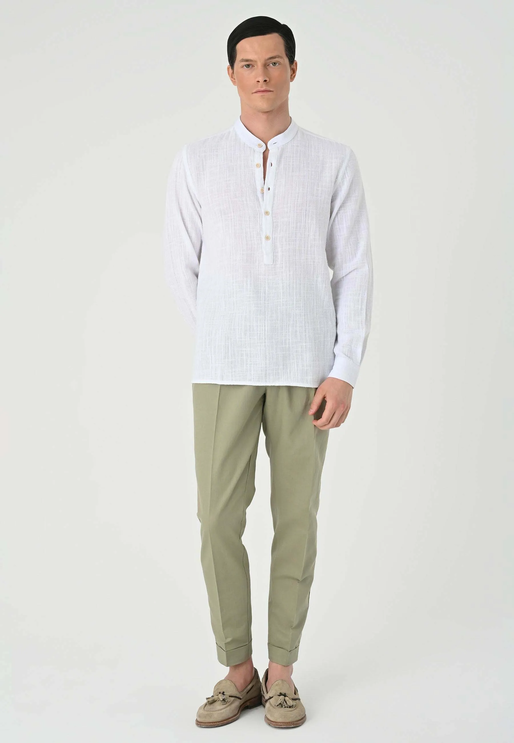 MANDARIN COLLAR LONG SLEEVE   - Camicia