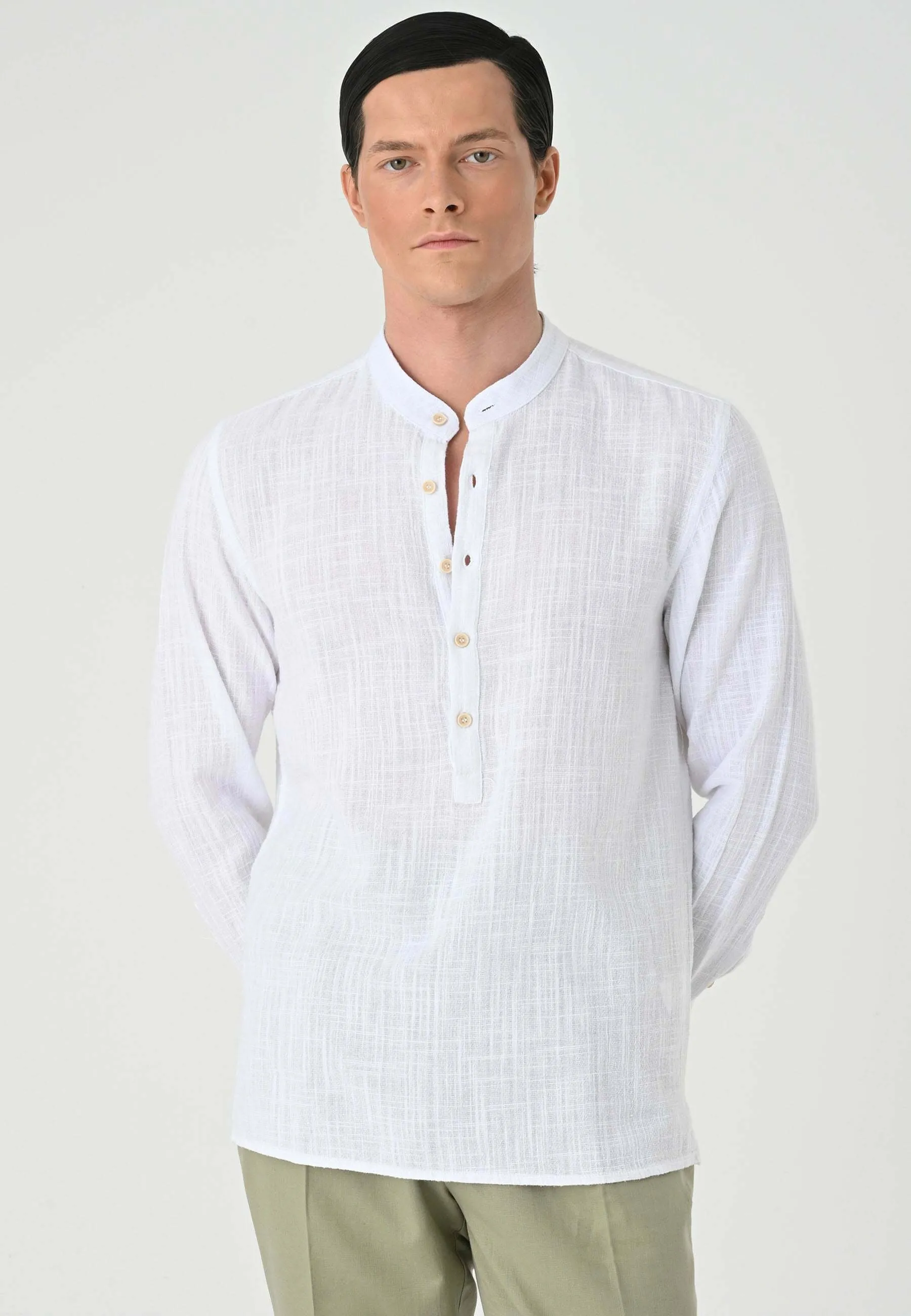 MANDARIN COLLAR LONG SLEEVE   - Camicia