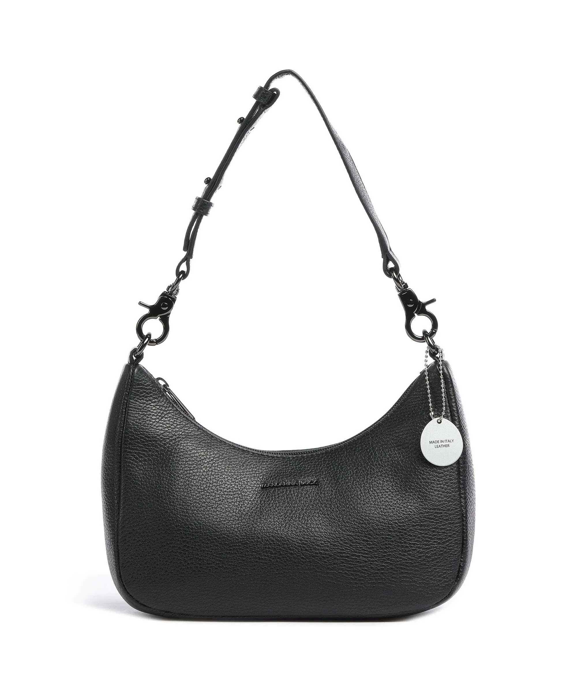  Mandarina Duck Mellow Leather Borsa a spalla pelle di vitello grana nero  