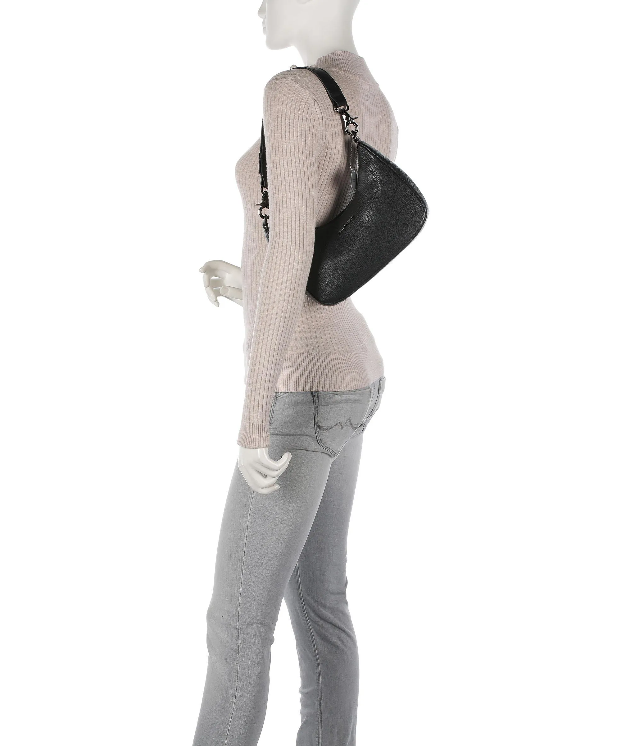  Mandarina Duck Mellow Leather Borsa a spalla pelle di vitello grana nero  