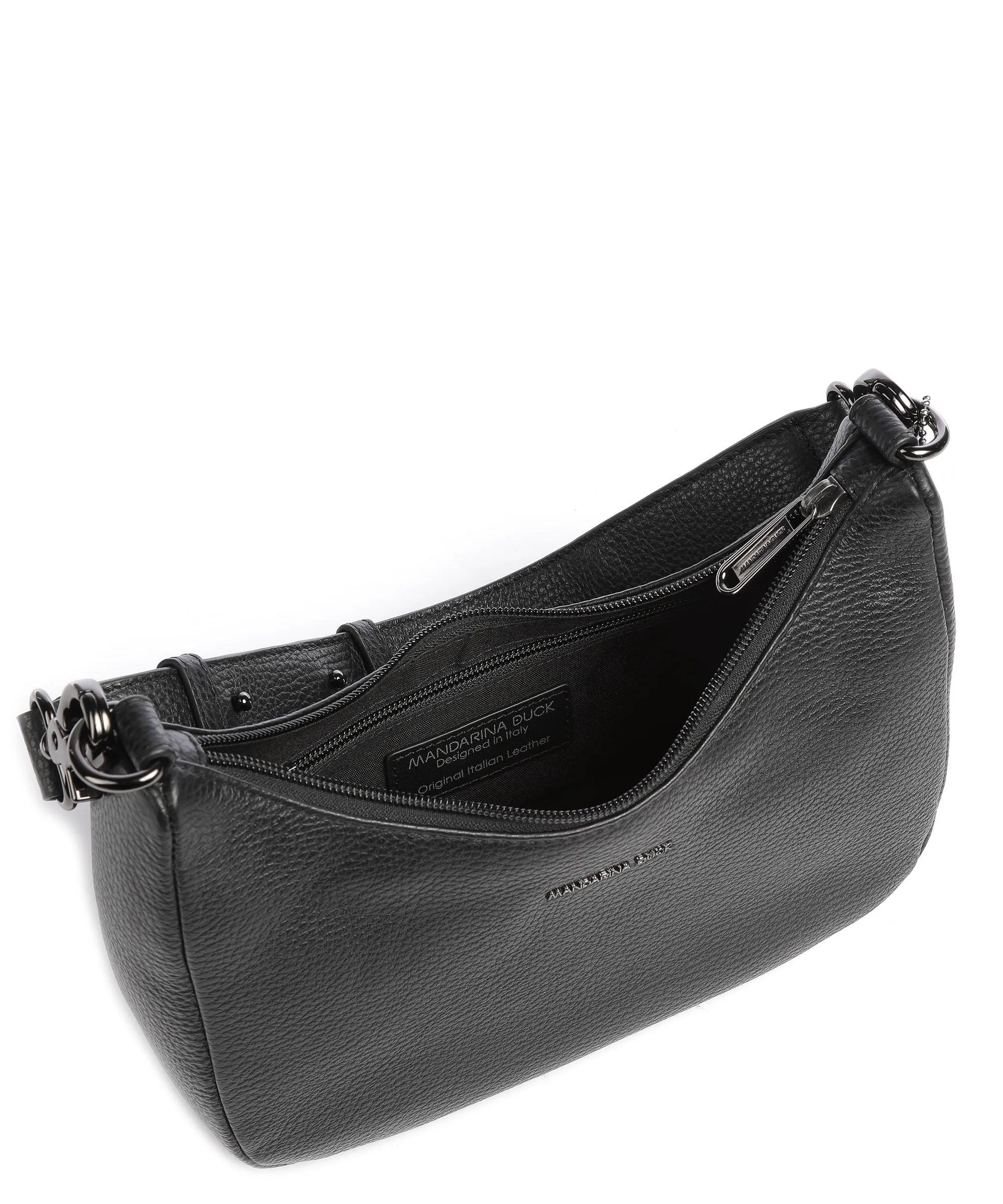  Mandarina Duck Mellow Leather Borsa a spalla pelle di vitello grana nero  