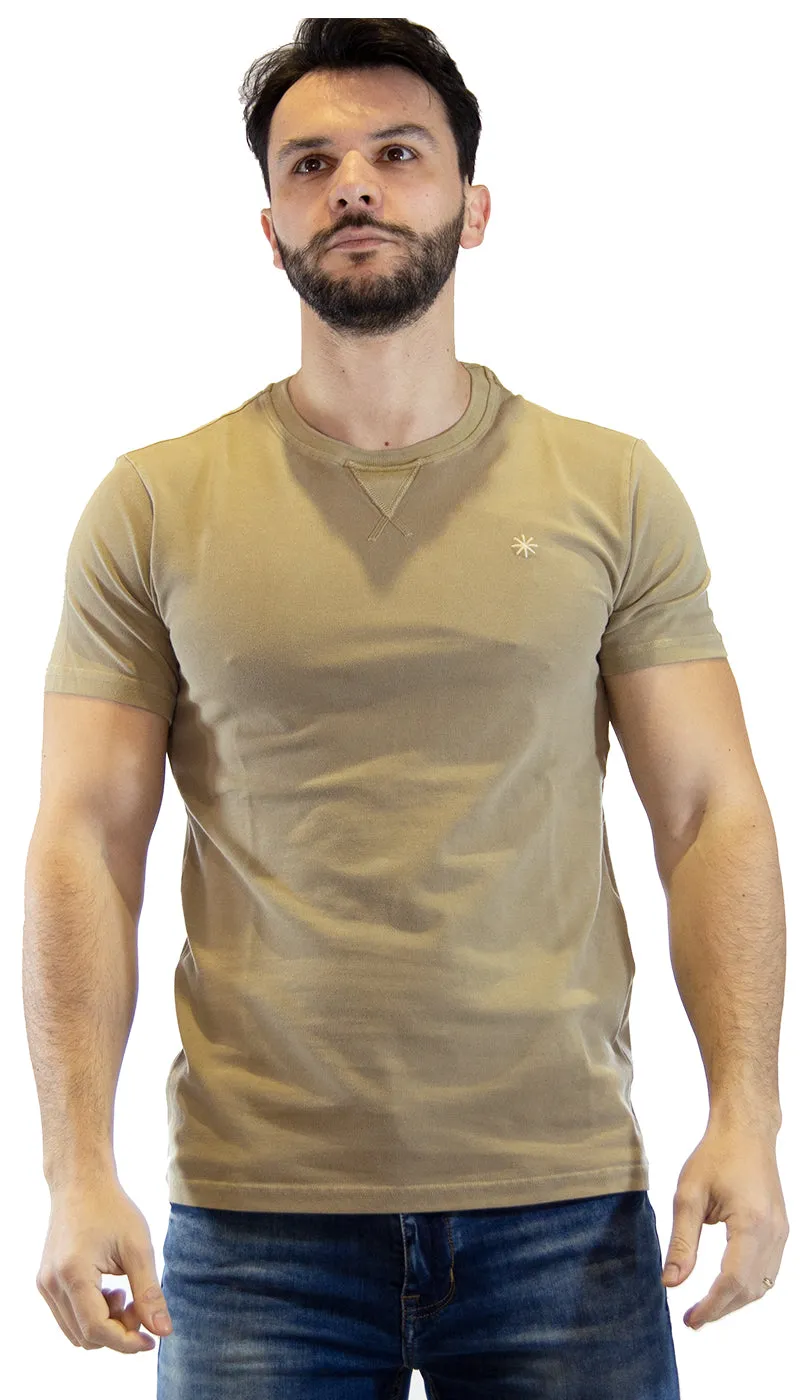 Manuel Ritz T-shirt beige in piquet tinto capo. 3032M561T_213304