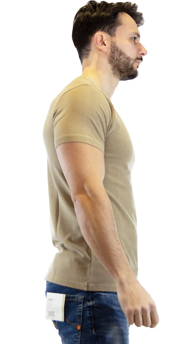 Manuel Ritz T-shirt beige in piquet tinto capo. 3032M561T_213304