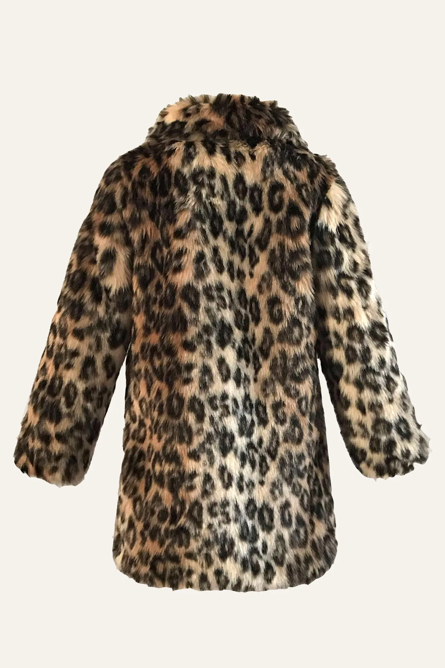 Marrone Leopard Lapel Neck Midi Pelliccia Sintetica Shearling Cappotto
