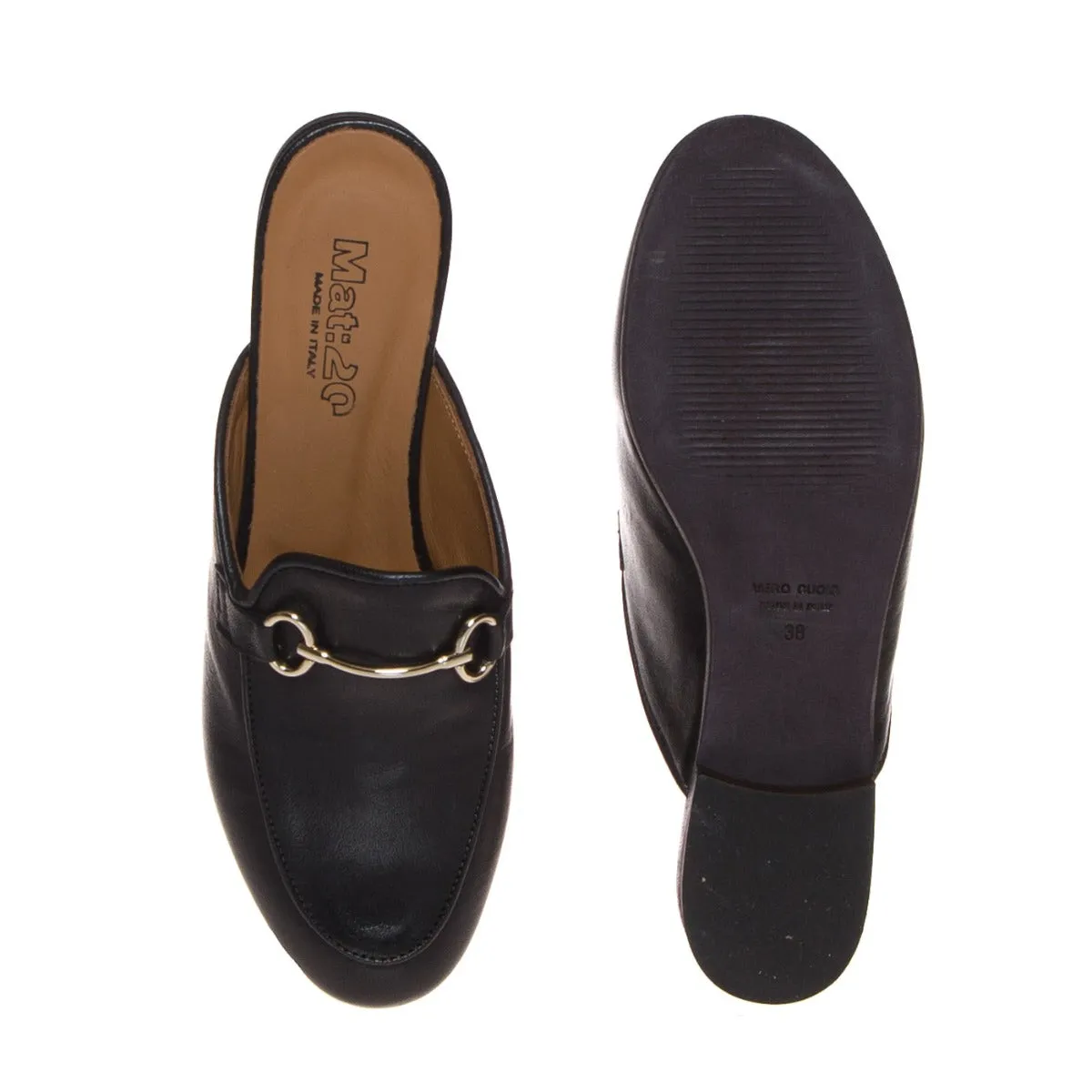 MAT20 3377 WEST MULE DONNA PELLE NERO  