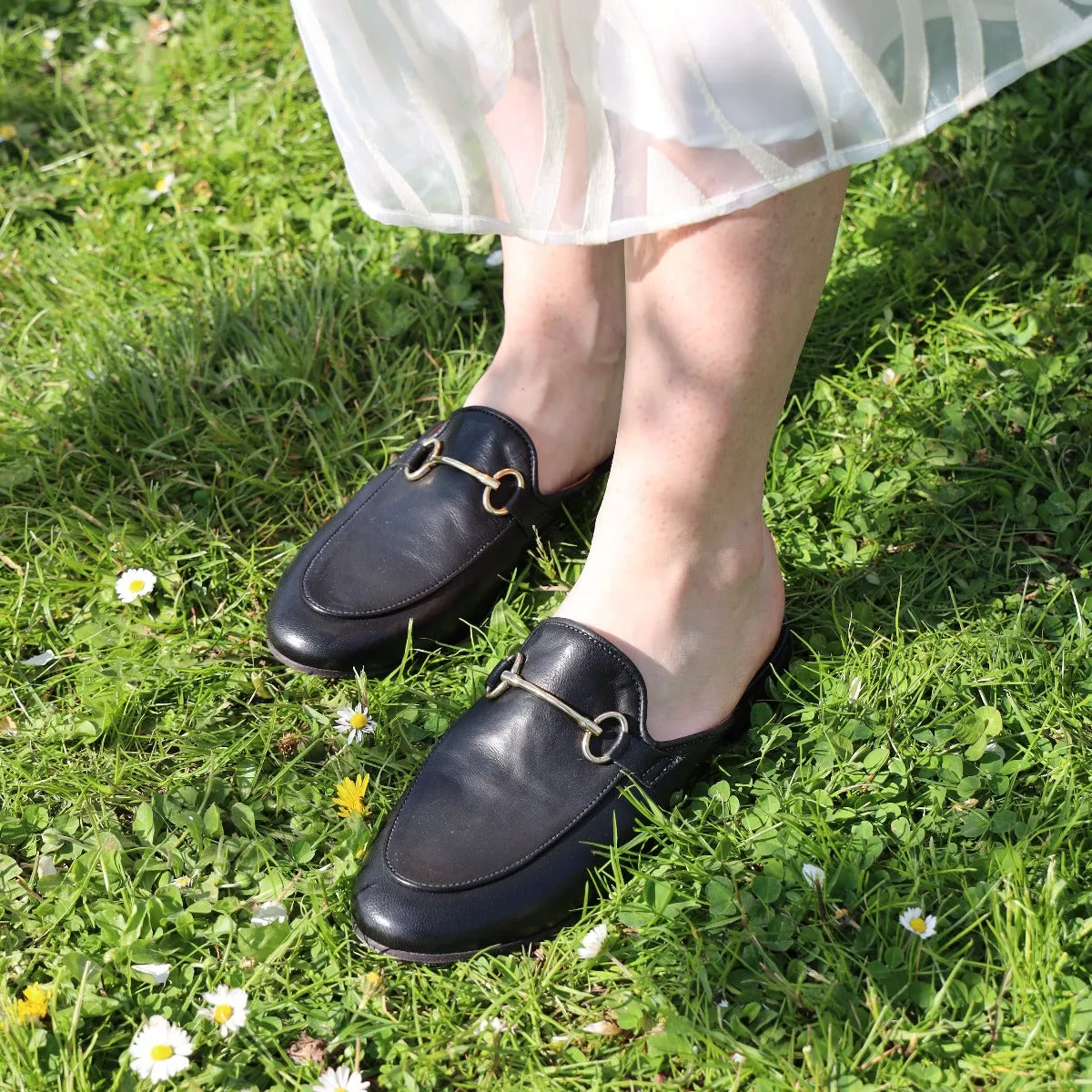MAT20 3377 WEST MULE DONNA PELLE NERO  