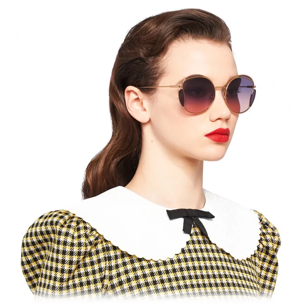 Miu Miu - Occhiali Miu Miu Eyewear Collection - Rotondi - Ottone Blu - Occhiali da Sole - Miu Miu Eyewear
