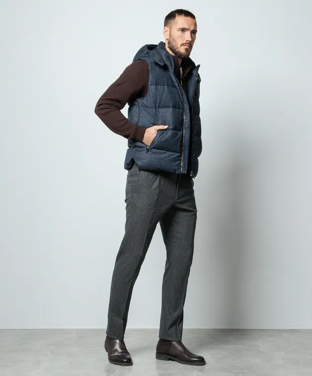 MooRER Piumino blu Fire-FF realizzato in lana FIREFF