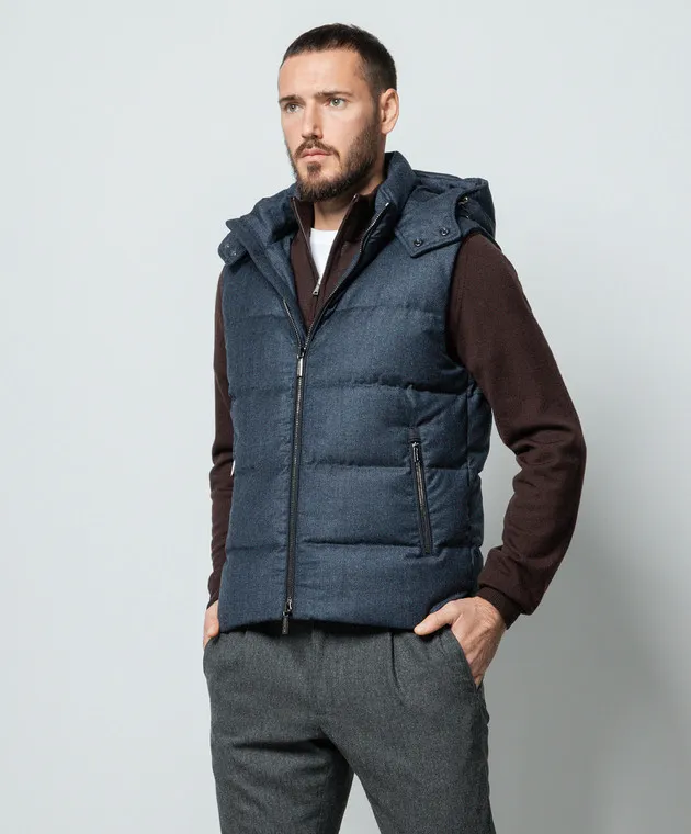 MooRER Piumino blu Fire-FF realizzato in lana FIREFF