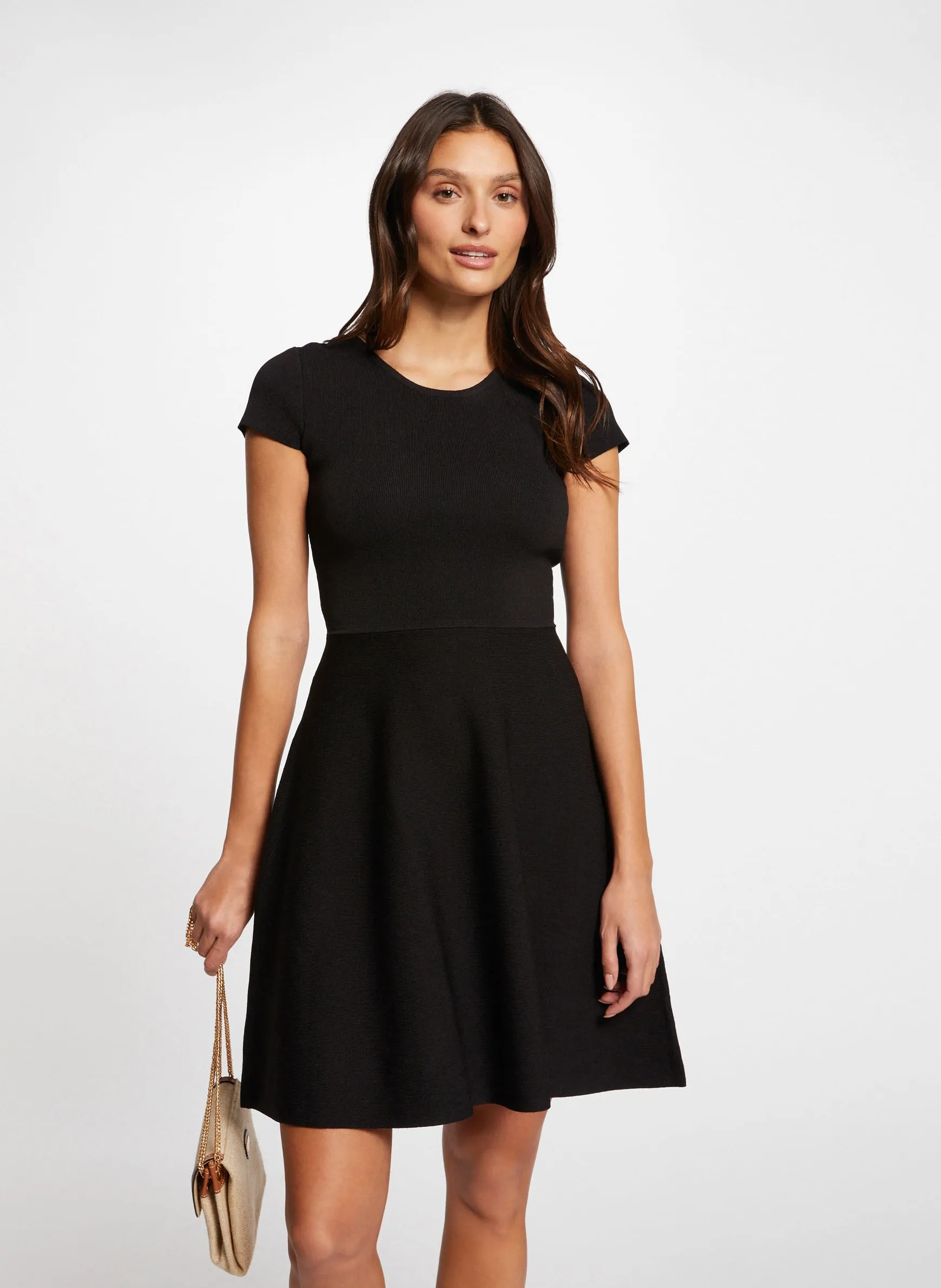  MORGAN   RMBELLE - Abito tricot corto skater | Nero