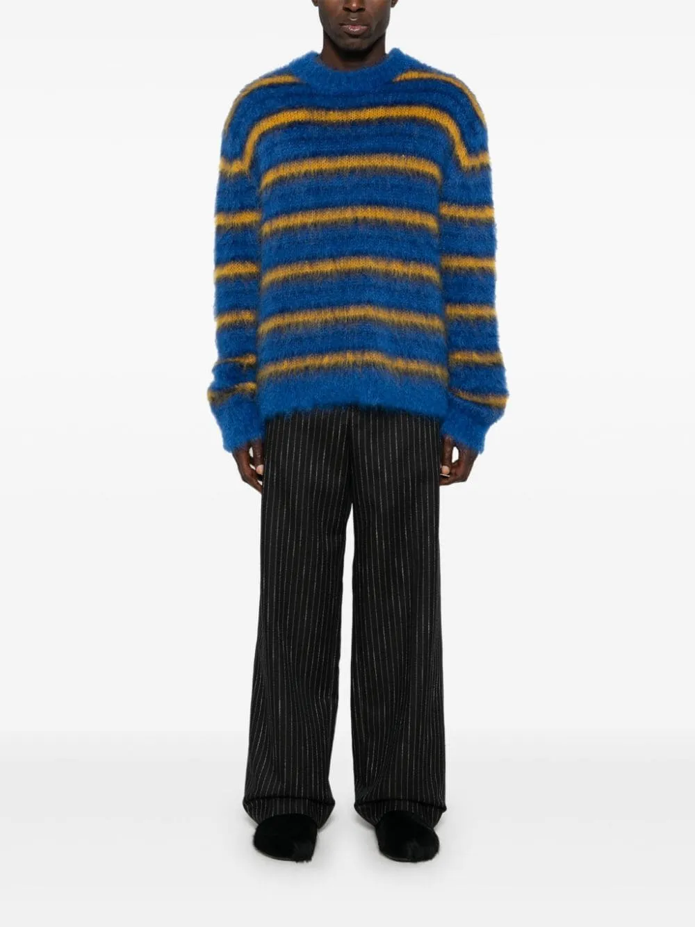 Msgm Pantalone Nero Uomo Gessato