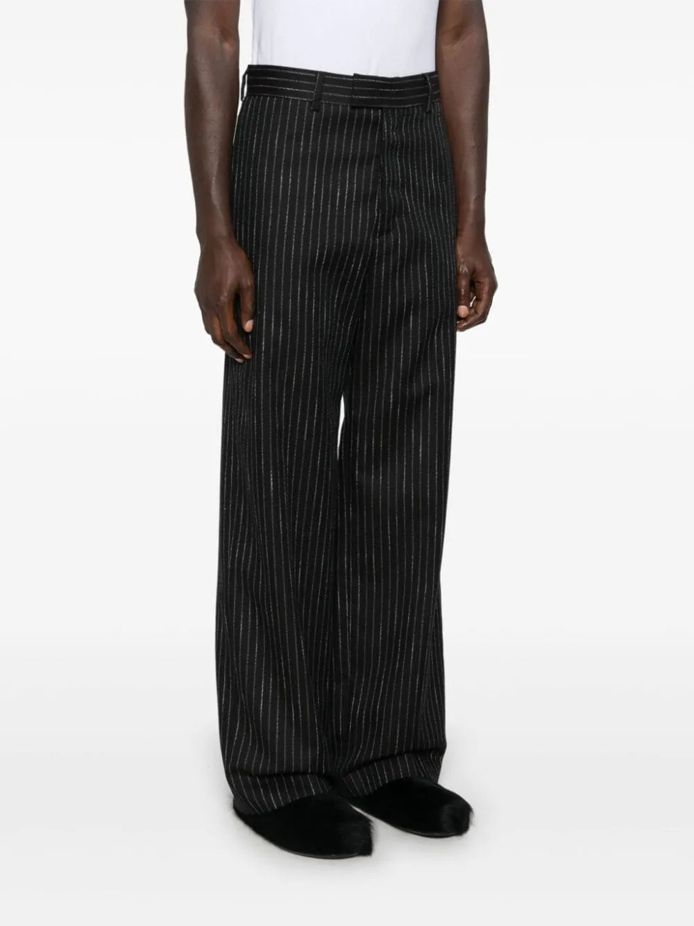 Msgm Pantalone Nero Uomo Gessato