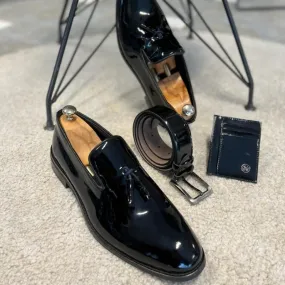 Nuovi mocassini da uomo neri Nappe in pelle verniciata Scarpe formali da uomo Punta tonda Stringate Scarpe da uomo d'affari prim