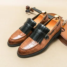 Nuovi mocassini da uomo verdi punta quadrata slip on nappe modello coccodrillo marrone scarpe formali da lavoro taglia 38 48 spe