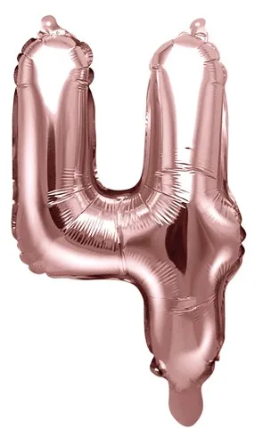 Palloncino numero 4 rosa oro 35 cm