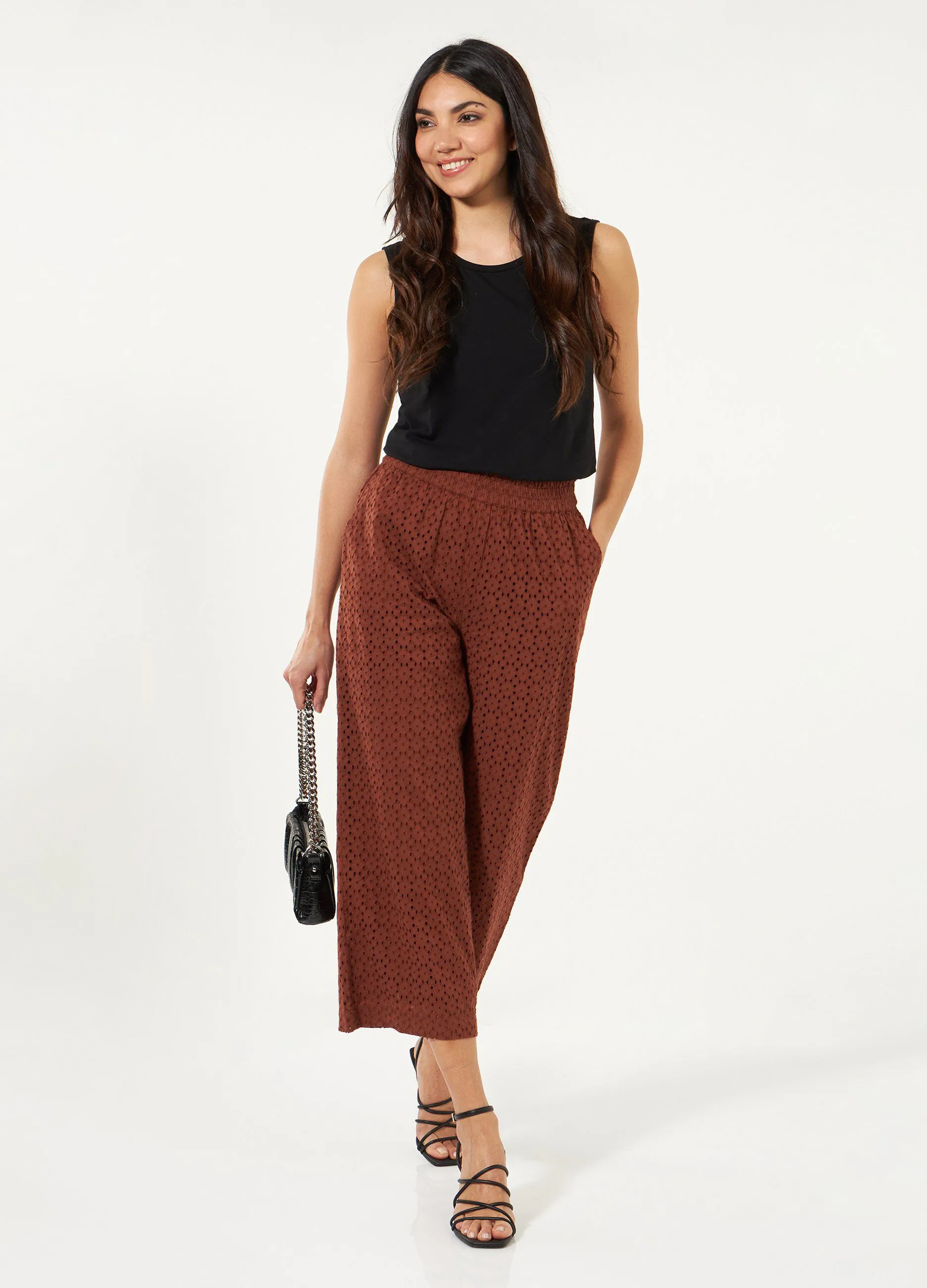 Pantalone a palazzo in cotone shiffly donna