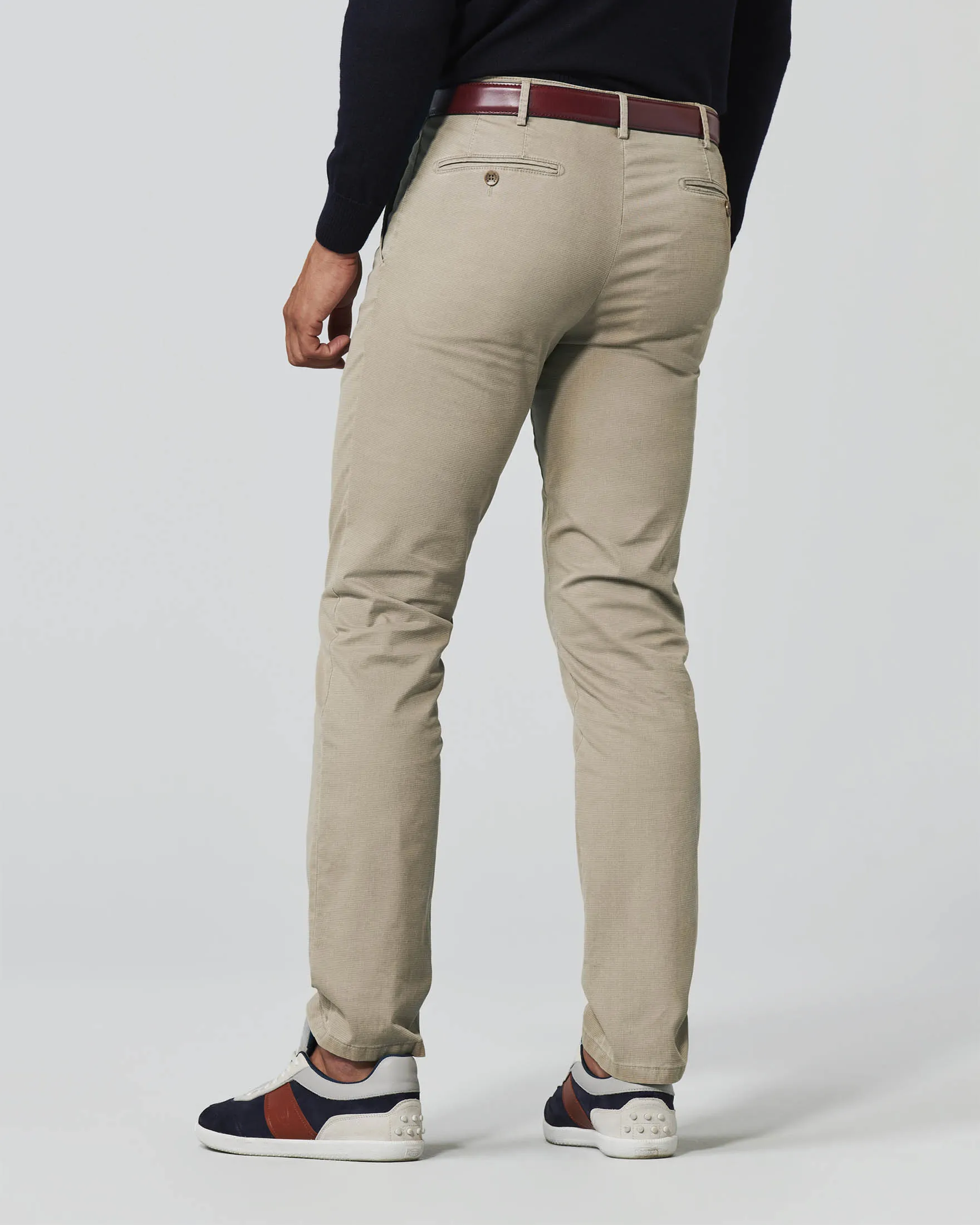 Pantalone Bonn beige micro armatura in cotone stretch a gamba dritta