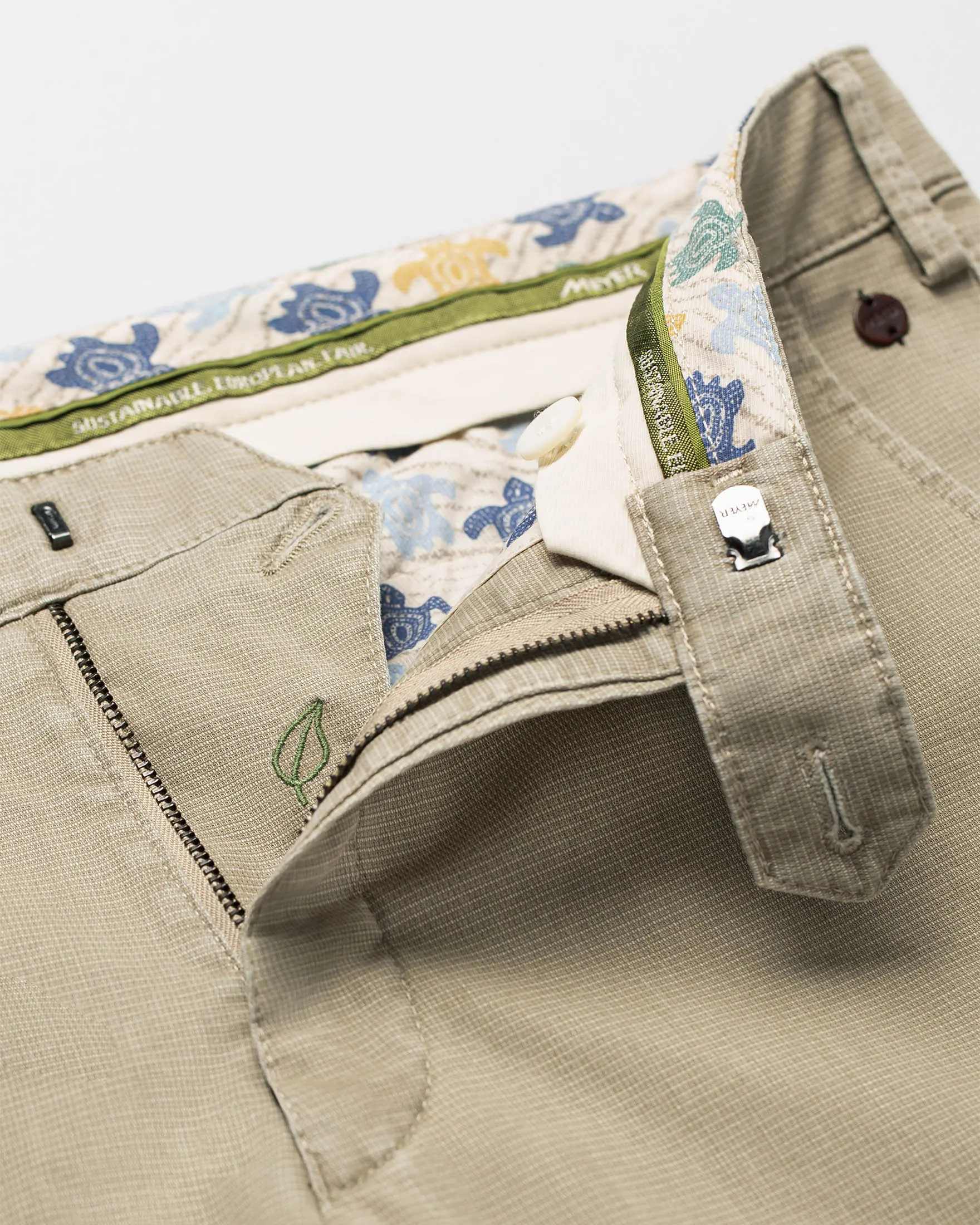 Pantalone Bonn beige micro armatura in cotone stretch a gamba dritta