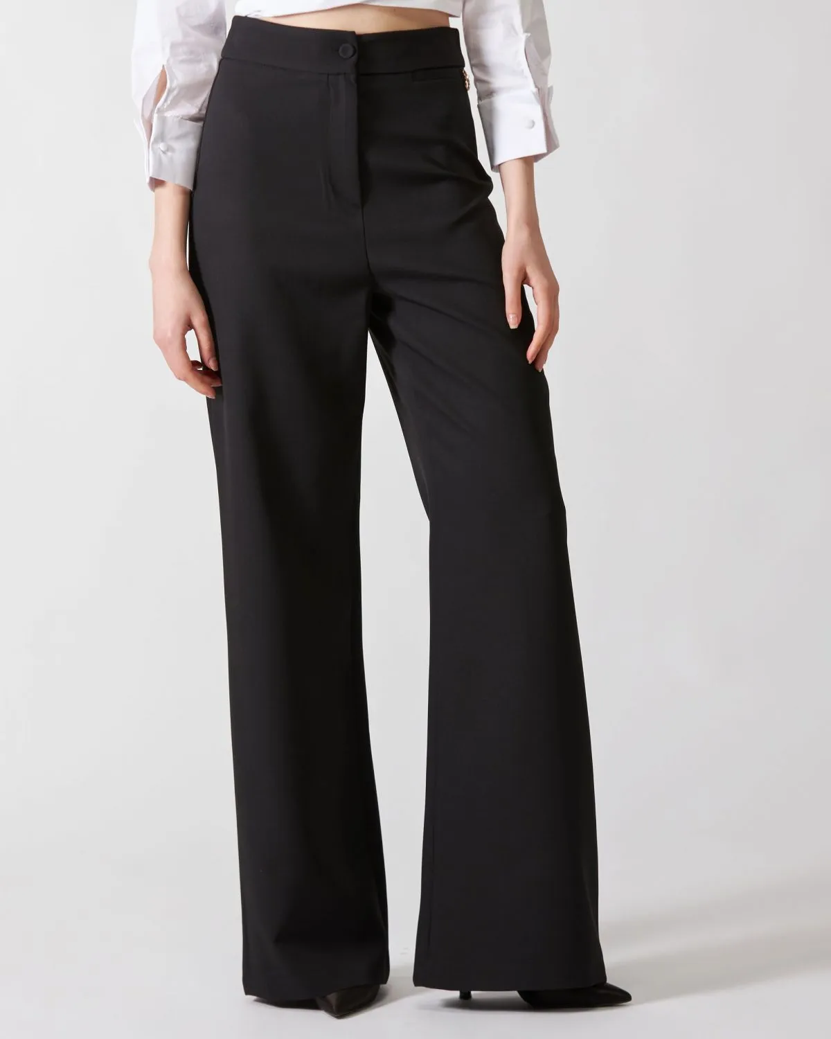 Pantalone Sui Relish vita alta a palazzo di colore nero