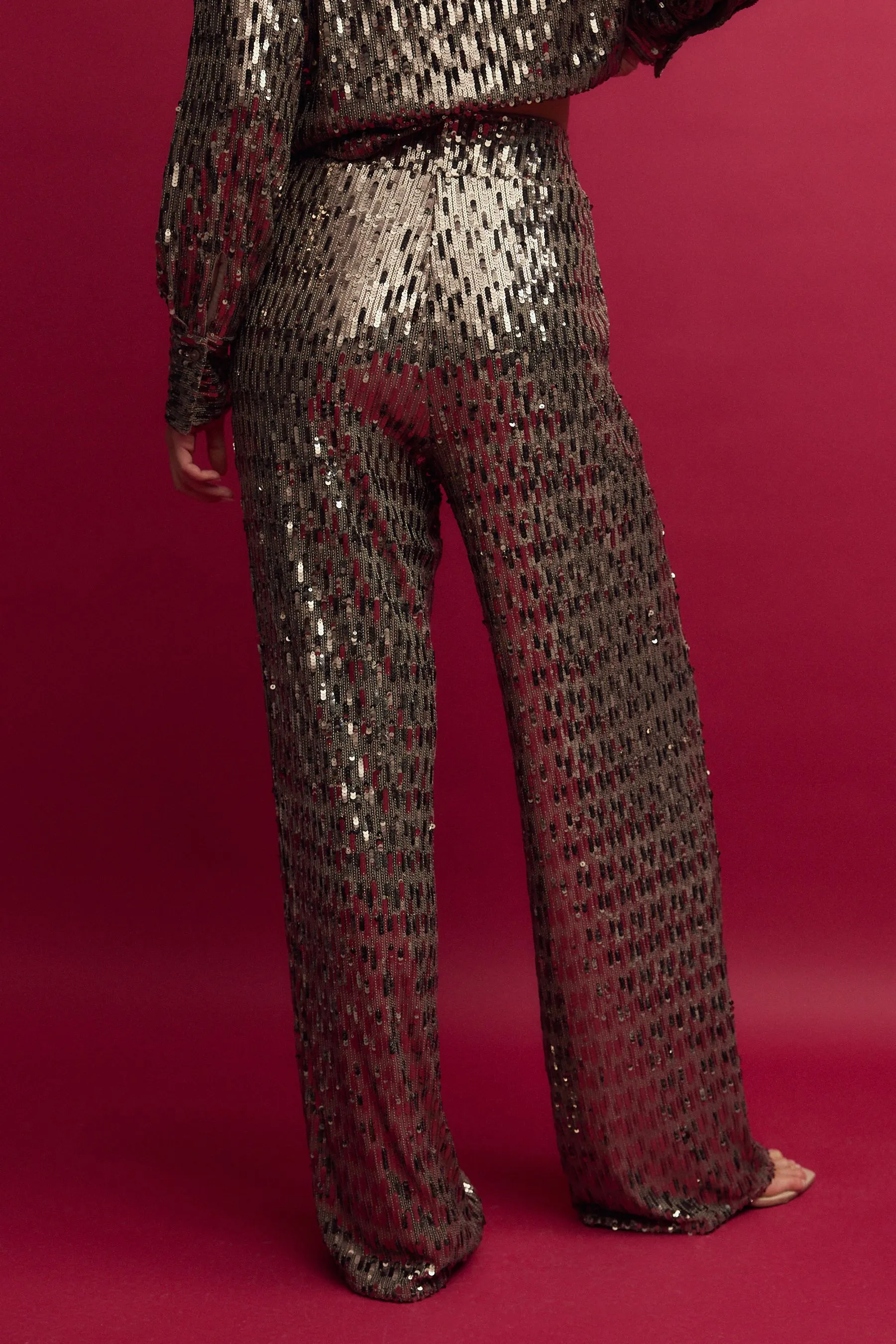 Pantaloni a gamba larga con paillettes    