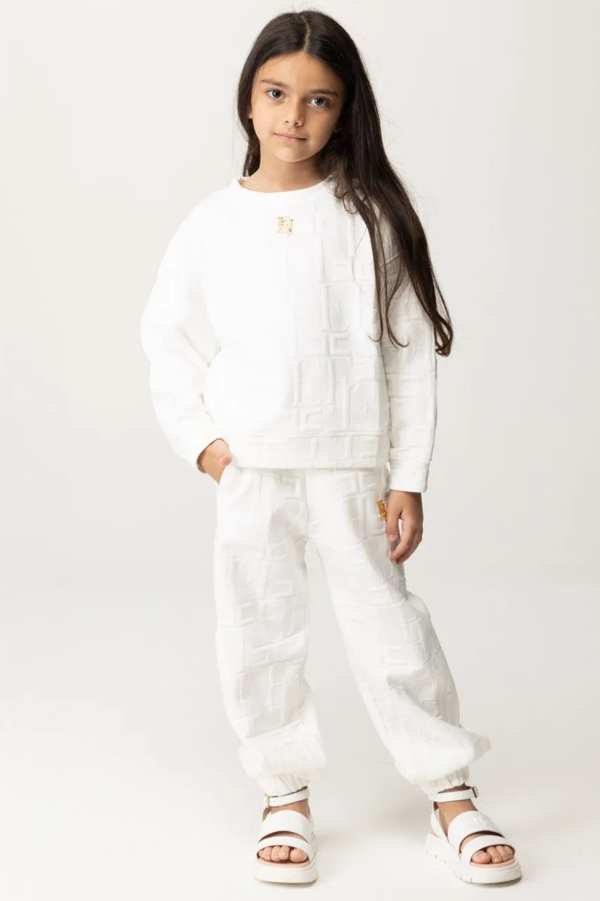 Pantaloni embossed LIGHT CREAM