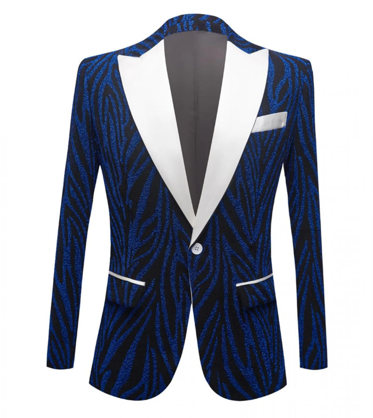 Plyesxale Us Size Fashion Blazer a righe per uomo Elegante uomo Cantante Stage Blazer Giacca blu verde Terno Masculino